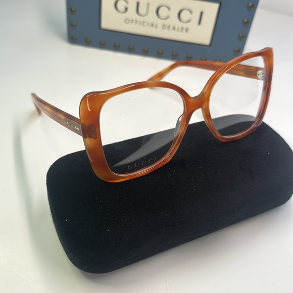 New 100% Authentic Gucci GG0473O 003 Oversized Havana Designer Eyeglasses Women - Picture 1 of 14